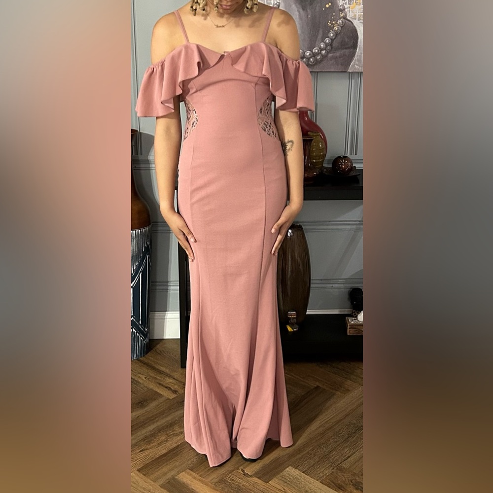Blush Pink Fitted Evening Gown